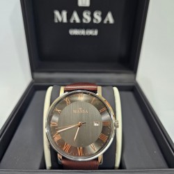 MASSA quartz WATCH, stainless steel case, anthracite grey dial with Roman numerals, date display, water resistant 3ATM