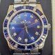 MASSA WATCH quartz steel, blue dial with stones, bezel with blue and transparent stones, water resistant 3ATM